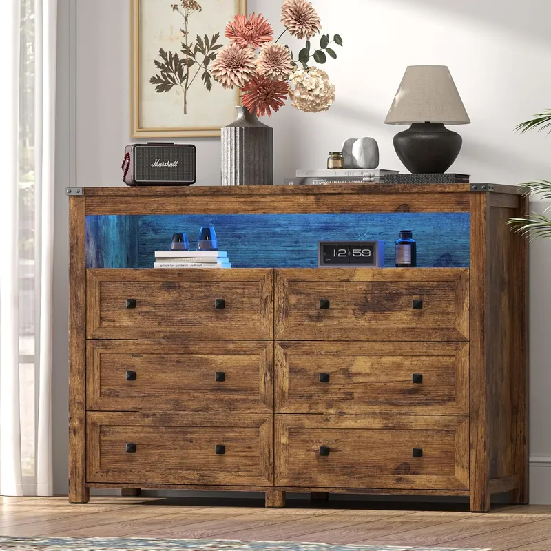 Xixini Dresser for Bedroom with 6 Drawers