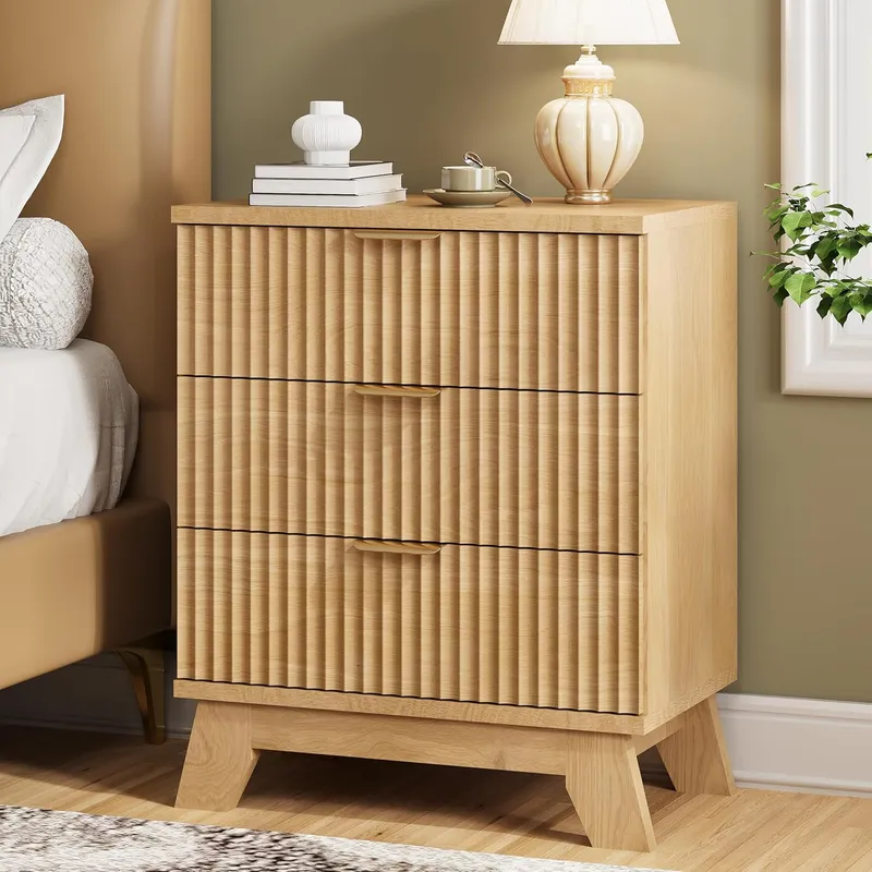 Xixini Fluted Nightstand, 24 Inch