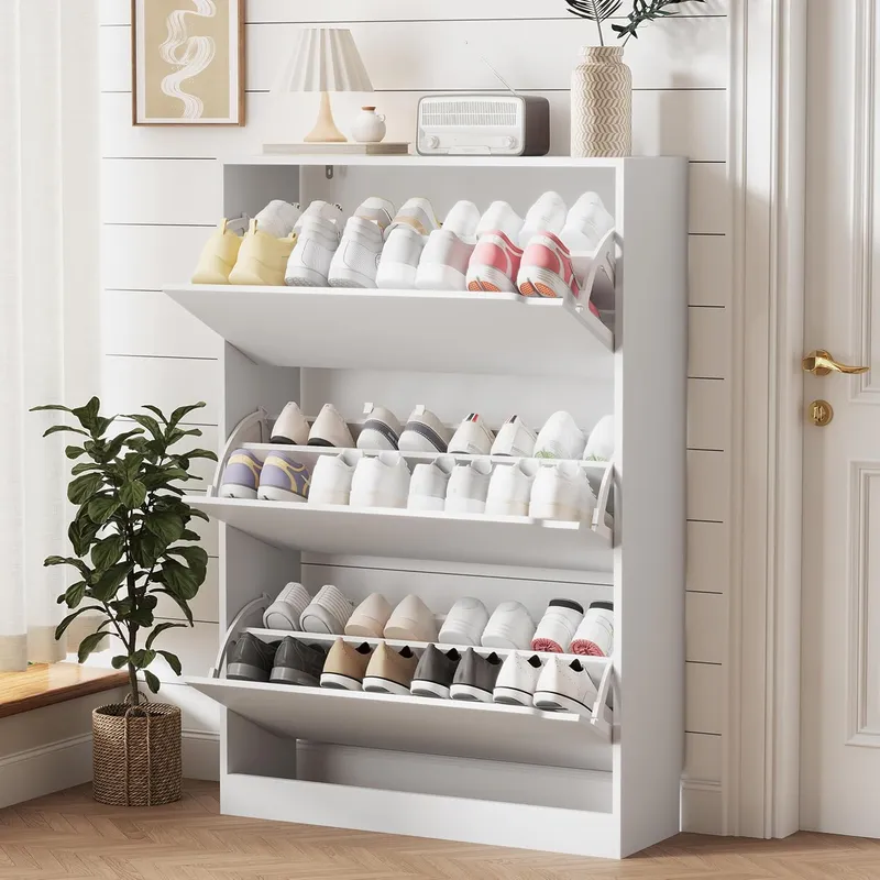 Xixini Shoe Storage Cabinet for Entryway with 3 Flip Drawers